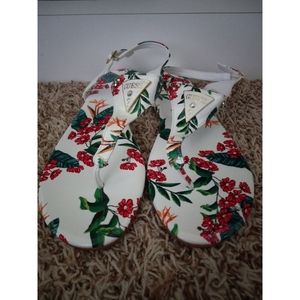 Guess Factory Carmela Floral T-Strap Sandals